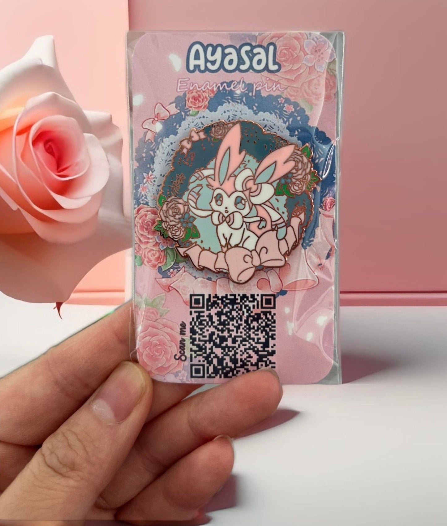 Sylveon Hard Enamel Pin Eeveelutions "Lace & Flowers" Collection 🌸