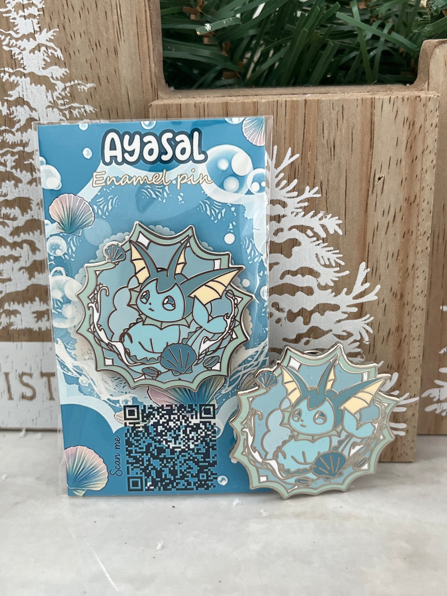 vaporeon Hard Enamel Pin Eeveelutions "Lace & Flowers" Collection