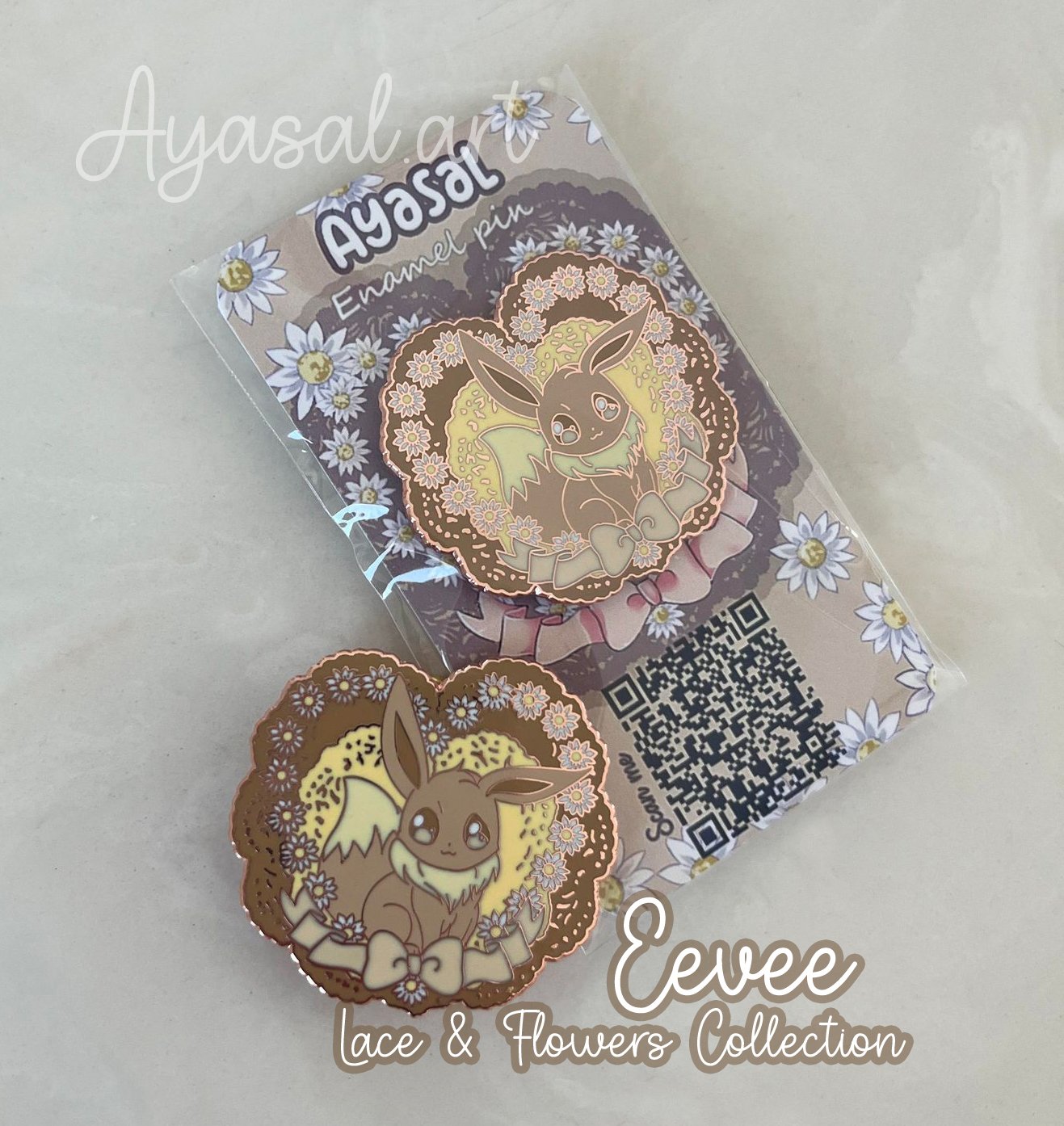 Eevee Hard Enamel Pin Eeveelutions "Lace & Flowers" Collection