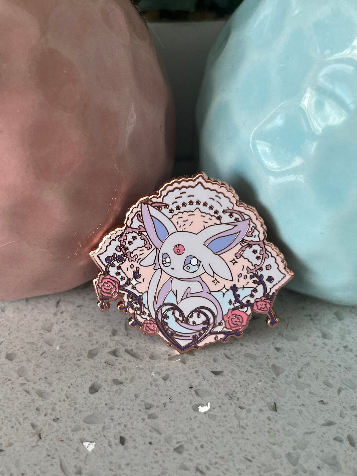 Espeon Hard Enamel Pin  Eeveelutions  "Lace & Flowers" Collection