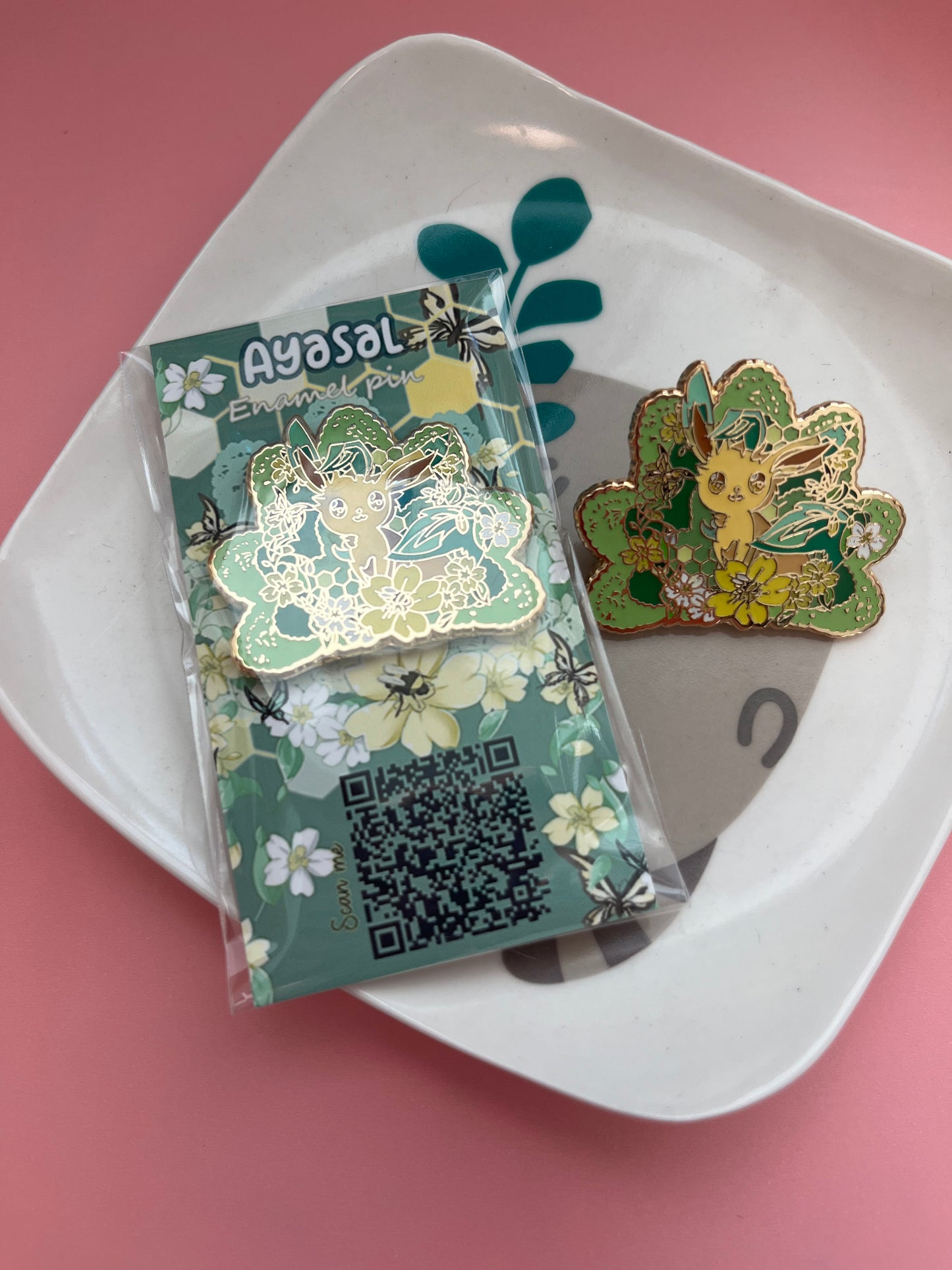 Leafeon Hard Enamel Pin  Eeveelutions  "Lace & Flowers" Collection